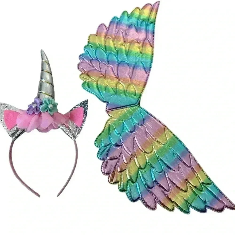 Unicorn horn headband and rainbow wing